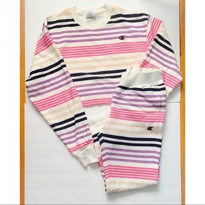 Champion & UO Striped Sweatshirt and Jogger Pant s